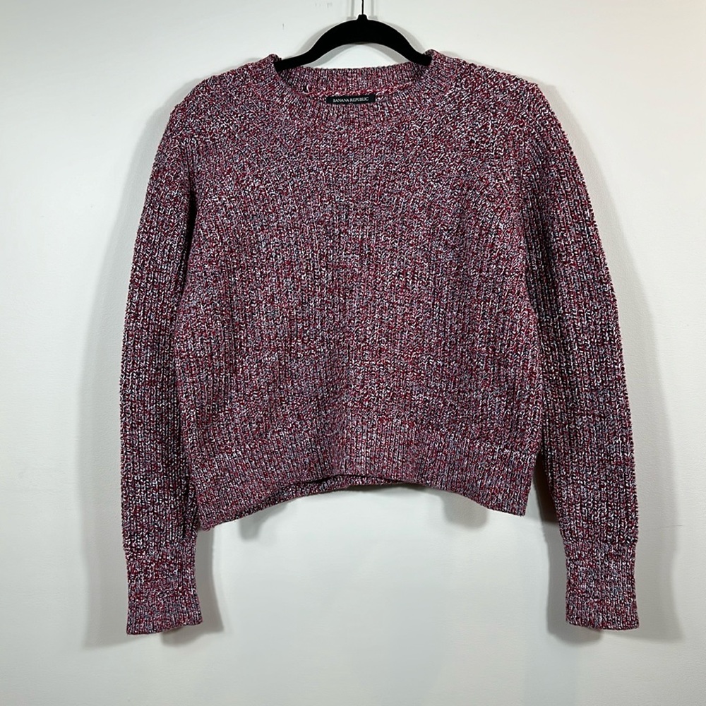 Banana Republic Factory Marled Red and White Crewneck Sweater